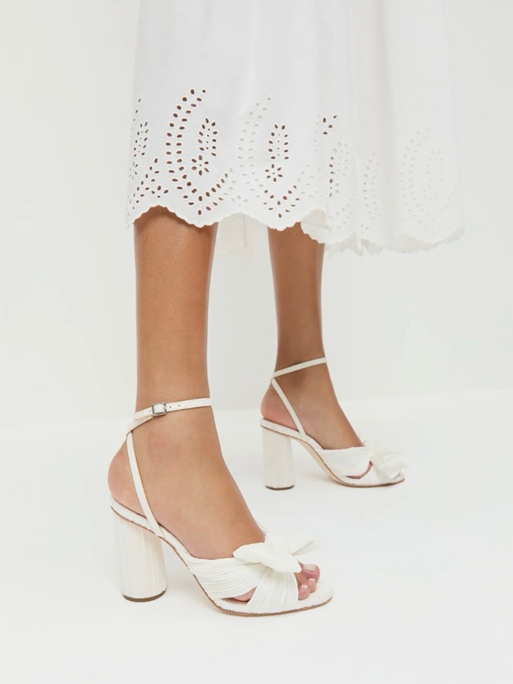 Loeffler Randall Camellia Pearl Pleated Bow Heel 8.5 NEW‎